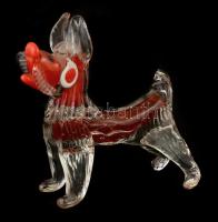 Kutya figura, fújt többrétegű, jelzés nélkül, hibátlan, m: 21 cm, h: 19 cm