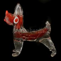 Kutya figura, fújt többrétegű, jelzés nélkül, hibátlan, m: 21 cm, h: 19 cm