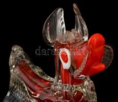 Kutya figura, fújt többrétegű, jelzés nélkül, hibátlan, m: 21 cm, h: 19 cm