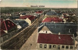 1914 Bátaszék, látkép + Újdombóvár-Baja-Szabadka 144. vasúti mozgóposta bélyegző (EK)