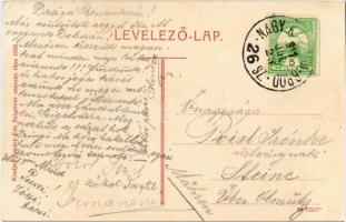 1911 Szigetvár, vár. Kiadja Kozáry Ede + Nagykanizsa-Brod 26. sz. vasúti mozgóposta bélyegző