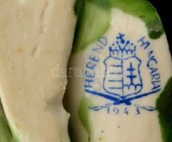 Herendi virágdíszvirág, kézzel festett, jelzett (koronás), kopásnyomokkal, 13×7 cm