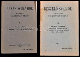 1937-1939 Beszélő számok. Szerk.: Zentay Dezső. 5., 8. füz. Bp., Franklin. Papírkötésben, jó állapotban.