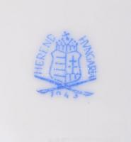 Herendi virág mintás fülestálca, kézzel festett, rózsán lepattanással, jelzett (koronás), 32×25 cm