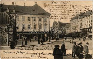 1904 Budapest V. Deák tér, villamos, Goldstein József üzlete, élővirág csarnok. M. T. és F. I. Koch és Warga (EB)