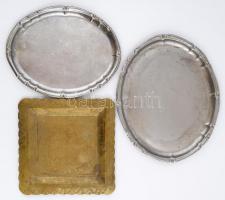 Különféle alpakka és réz tálcák, d:25-30 cm, 30×27-36×28, összesen: 6 db,