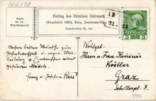 1912 New Year greeting card, girls with pig; Verlag des Vereines Südmark, Neujahrskarte Nr. 230 s: F...