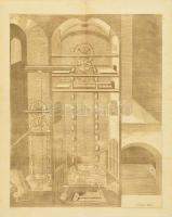 1665 Bányászati vízgép rajza. Athanasius Kircher, Antonius Sioertsma: Mundus subterraneus, in XII libros digestus c, munkájából./ Large water pump. Copper plate engraving. H. Bonzon delineavit. 32,2x41,2 cm
