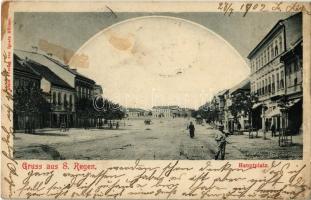 1902 Szászrégen, Reghin; Fő tér, Városi szálloda. Ignatz Hübner kiadása / Hauptplatz / main square, hotel (EK)