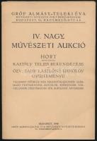 1940 IV. nagy művészeti aukció, Gróf Almásy-Teleki Éva Művészeti Intézete, katalógus. Papírkötésben, jó állapotban.