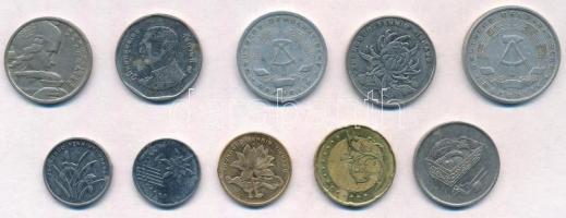 10db-os vegyes külföldi fémpénz tétel, közte NDK, Kína, Malajzia, Thaiföld T:1--2 kis patina
10pcs ...