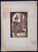 Conrad Gyula (1877-1959): Halászbástyánál. Rézkarc, jelzett 21x14cm