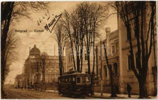1919 Beograd, Belgrád, Belgrade; Konak / street, tram