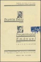 1935 Bartók Béla és Feuermann Emánuel szonátaestje, koncertfüzet, tűzött papírkötésben