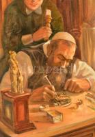 Mihail Volkov (1954-): Órás. Olaj, vászon, jelzett, keretben, 80×60 cm