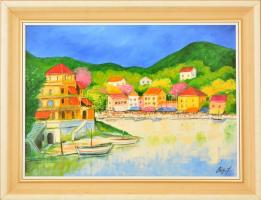 Csík János (1975-): Mediterrán álom. Olaj, vászon, jelzett, keretben, 50×70 cm