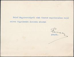 cca 1930 Ravasz László püspök gépelt, aláírt köszönő sorai Iványi Béla történész-levéltárosnak Felsőmagyarországról című munkájának (1930) megküldéséért