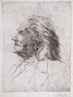 Kovács jelzéssel: Liszt Ferenc arcképe. Rézkarc, papír. 23x17 cm