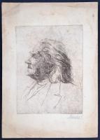 Kovács jelzéssel: Liszt Ferenc arcképe. Rézkarc, papír. 23x17 cm