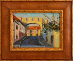 Kiss Ilona (1955-): Pécs régi várfal. Olaj, vászon, jelzett, keretben, 18×23,5 cm