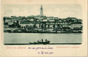 1899 Beograd, Belgrád, Belgrade; Landungsplatz / dock, ships