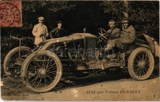 1906 Szisz Ferenc magyar származású francia gépészmérnök, a Renault gyár tesztelési osztályvezetője és autóversenyző / Sisz sur Voiture Renault / Hungarian race car driver and the winner of the first Grand Prix motor racing (EB)