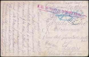 1918 Tábori posta képeslap "M.kir. 20. honvéd gy. hadosztály kiképző..." + "FP 572", 1918 Field postcard "M.kir. 20. honvéd gy. hadosztály kiképző..." + "FP 572"