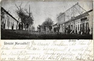 1904 Marcali, Fő utca, üzletek (EB)