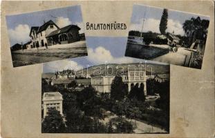 1910 Balatonfüred, Vasútállomás, villa, Balaton part. Kiadja Koller Károly utóda (fa)