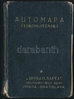 cca 1930 Automapa Československá, R. Johánek, Praha - Bratislava, Apollo Nafta. Vászonkötésben, néhá...