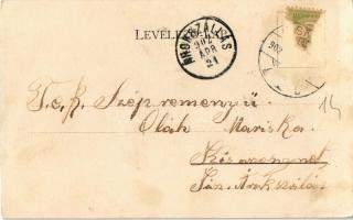 1902 Miskolc, Erzsébet tér, Kossuth szobor, üzletek. Kardos József kiadása (EK)