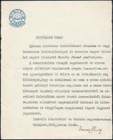 1930 Tormay Cécile írónő gépelt, aláírt levele Iványi Béla történész-levéltáros részére Felsőmagyarországról című munkájának (1930) megküldéséért, MANSZ-fejléces papíron