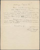 1934 Werner Adolf zirci apát kézzel írt, aláírt levele feltehetőleg Iványi Béla történész-levéltáros részére, amelyben a zirci járásbíróság elnökének szigorló fiát figyelmébe ajánlja, címeres-fejléces levélpapíron
