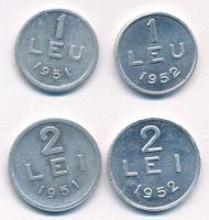Románia 1951-1952. 1L Al (2xklf) (0,64g,0,77g) + 1951-1952. 2L Al (2xklf) (0,87g, 0,96g) T:1,1- Romania 1951-1952. 1 Al (0,64g,0,77g) + 1951-1952. 2 Lei Al(2xdiff) (0,87g, 0,96g) C:1,1- Krause KM#78a KM#79a