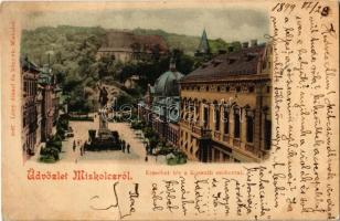 1899 Miskolc, Erzsébet tér, Kossuth szobor. Lövy József fia kiadása
