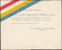 1932 Szeged, polgármesteri meghívó főispáni beiktató közgyűlésre