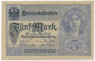 Német Birodalom 1917. 5M lezárt fóliában T:II-,III  German Empire 1917. 5 Mark in enclosed foil C:VF,F  Krause 56