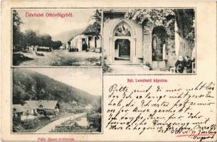 1908 Ottóvölgy, Ompitál, Dolany; Szent Leonhard kápolna, Fő utca, Pálfy János erdészlak. Neuber Ferenc kiadása / chapel, main street, foresters house (EK)