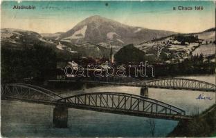 1914 Alsókubin, Dolny Kubín; híd, látkép a Choc hegy felé. Kiadja Neumann József / bridge, view to the Velky Choc mountain (fl)