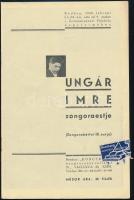 1935 Ungár Imre zongoraestje, koncertfüzet, tűzött papírkötésben