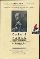 1935 Pablo Casals zenekari gordonkaestje Dohnányi Ernő vezényletével, koncertfüzet, tűzött papírkötésben
