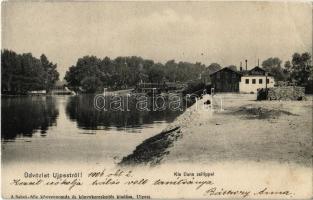 1906 Budapest IV. Újpest, Kis Duna a zsilippel, Nicholson hajógyára. Salgó-géle könyvnyomda kiadása (EK)