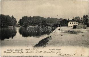 1906 Budapest IV. Újpest, Kis Duna a zsilippel, Nicholson hajógyára. Salgó-géle könyvnyomda kiadása  (EK)