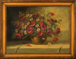 Szórády jelzéssel: Mezei virágcsendélet. Olaj, vászon (javított), keretben, 62×85 cm