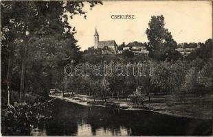 1916 Cseklész, Ceklís, Bernolákovo; látkép, templom / general view, church (EK)