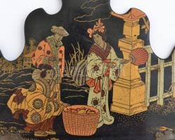 cca 1900 Kézzel festett kínai fa fali posztamens, szobor tartó. Kinyitható 29 cm /8 Chinese wood sta...