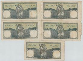 Románia 1946. 100.000L (5x) T:III,III- 
Romania 1946. 100.000 Lei (5x) C:F,VG 
Krause 58.a