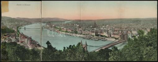 Budapest. 4 részes kinyitható panorámalap az épülő Erzsébet híddal (non PC) (r)