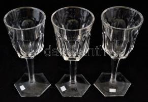 Metszett kristály borospohár (3 db), jelzés nélkül, hibátlan, m:16 cm (3×)