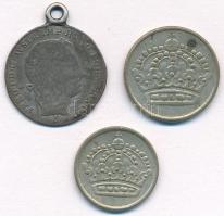 Vegyes: Ausztria 1838C 3kr Ag I. Ferdinánd füllel + Svédország 1960TS 25ö Ag + 1961TS 10ö Ag T:3,2 Mix: Austria 1838C 3 Kreuzer Ag Ferdinand I with ear + Sweden 1960TS 25 Öre Ag + 1961TS 10 Öre Ag C:F,XF